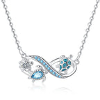 Sea Turtle Infinity Necklace – Ocean Blue Crystal Pendant | Symbol of Eternal Love & Protection