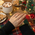 Reindeer Antler Ring – Adjustable Sterling Silver Christmas Ring with Sparkling Crystal | Festive Holiday Jewelry Gift