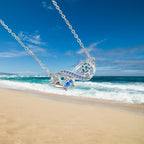 Sea Turtle Infinity Necklace – Ocean Blue Crystal Pendant | Symbol of Eternal Love & Protection