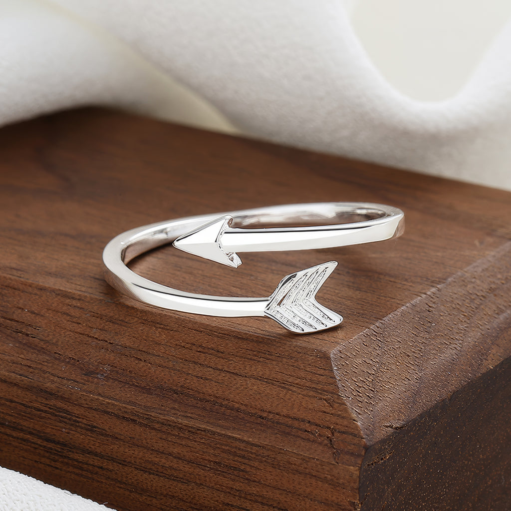 Arrow Wrap Ring – Adjustable Sterling Silver Minimalist Ring | Symbol of Direction, Strength & New Beginnings