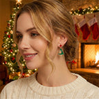 Christmas Tree Dangle Earrings – Festive Holiday Jewelry with Red Star & Sparkling Snowflake Crystal
