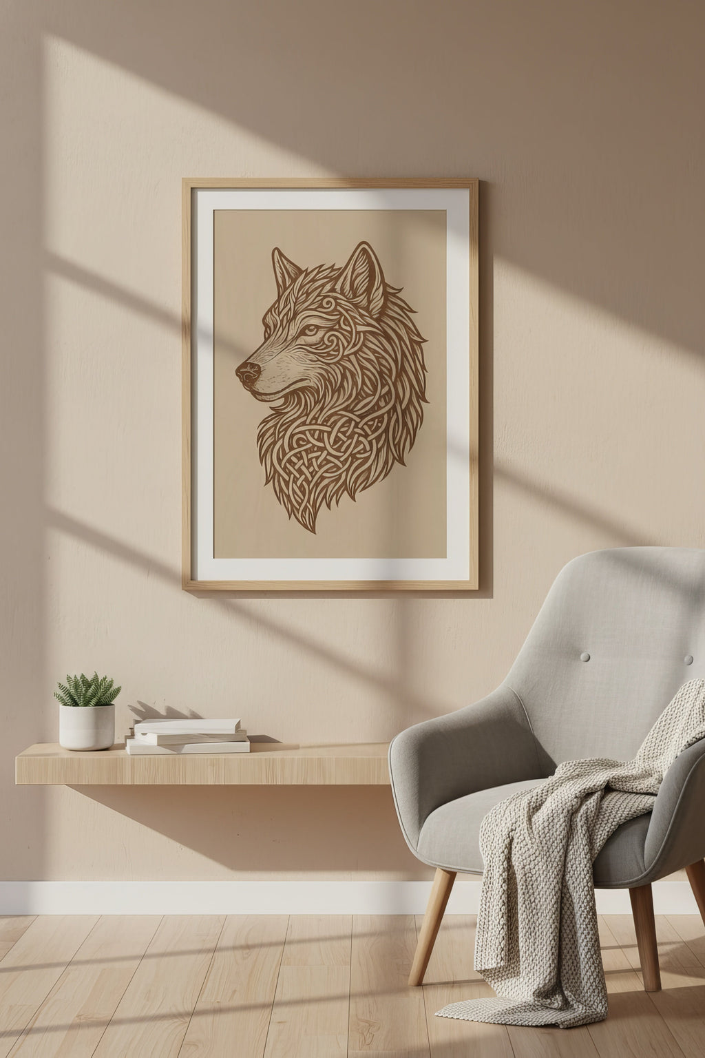Laser Engraved Celtic Wolf Wood Wall Art, Viking Decor, Christmas Gift For Him