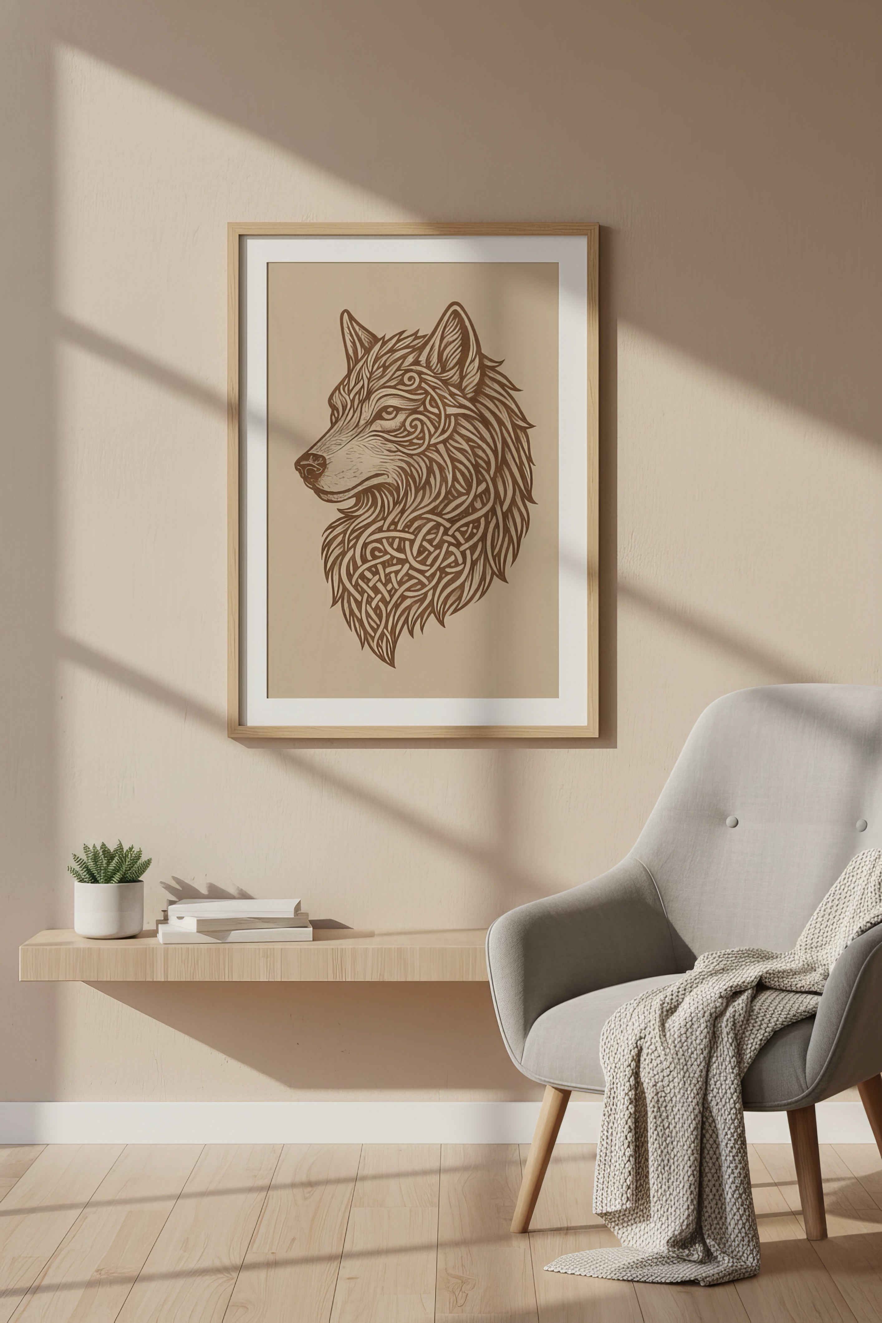 Laser Engraved Celtic Wolf Wood Wall Art, Viking Decor, Christmas Gift For Him