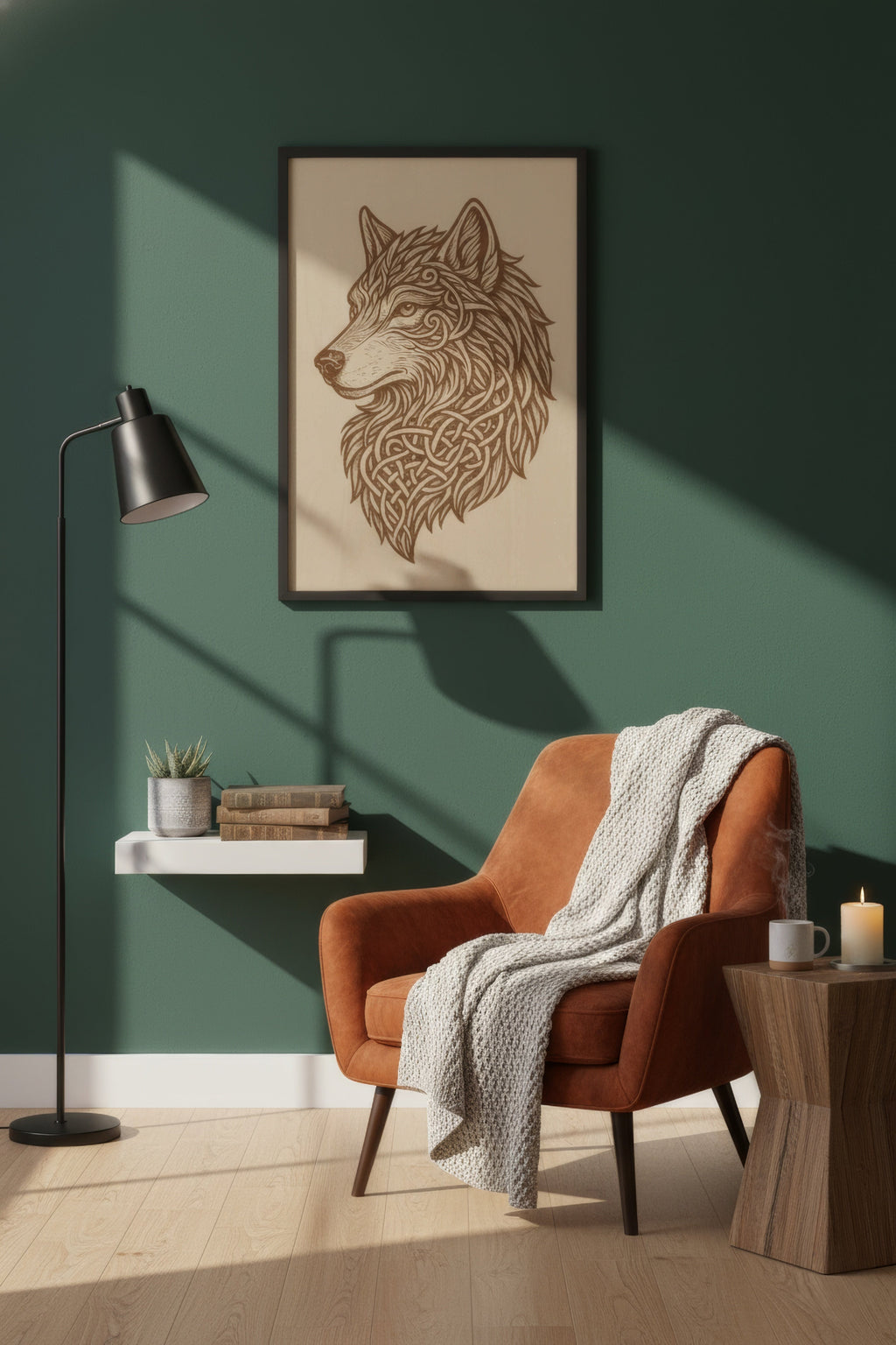 Laser Engraved Celtic Wolf Wood Wall Art, Viking Decor, Christmas Gift For Him