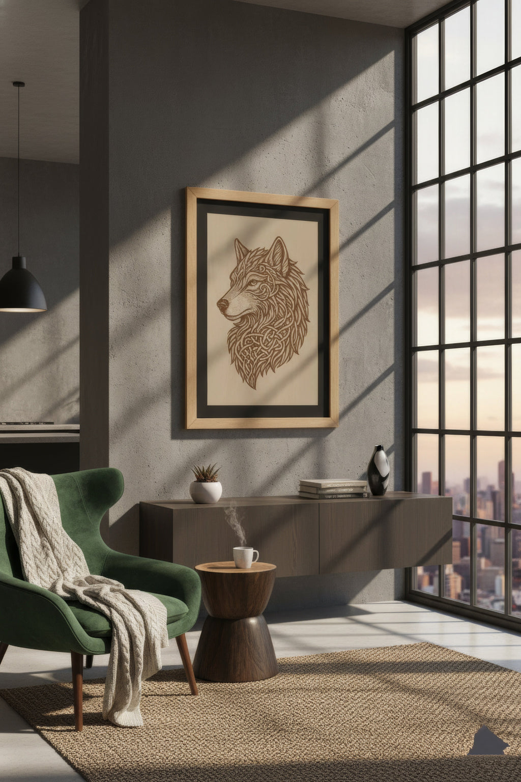 Laser Engraved Celtic Wolf Wood Wall Art, Viking Decor, Christmas Gift For Him