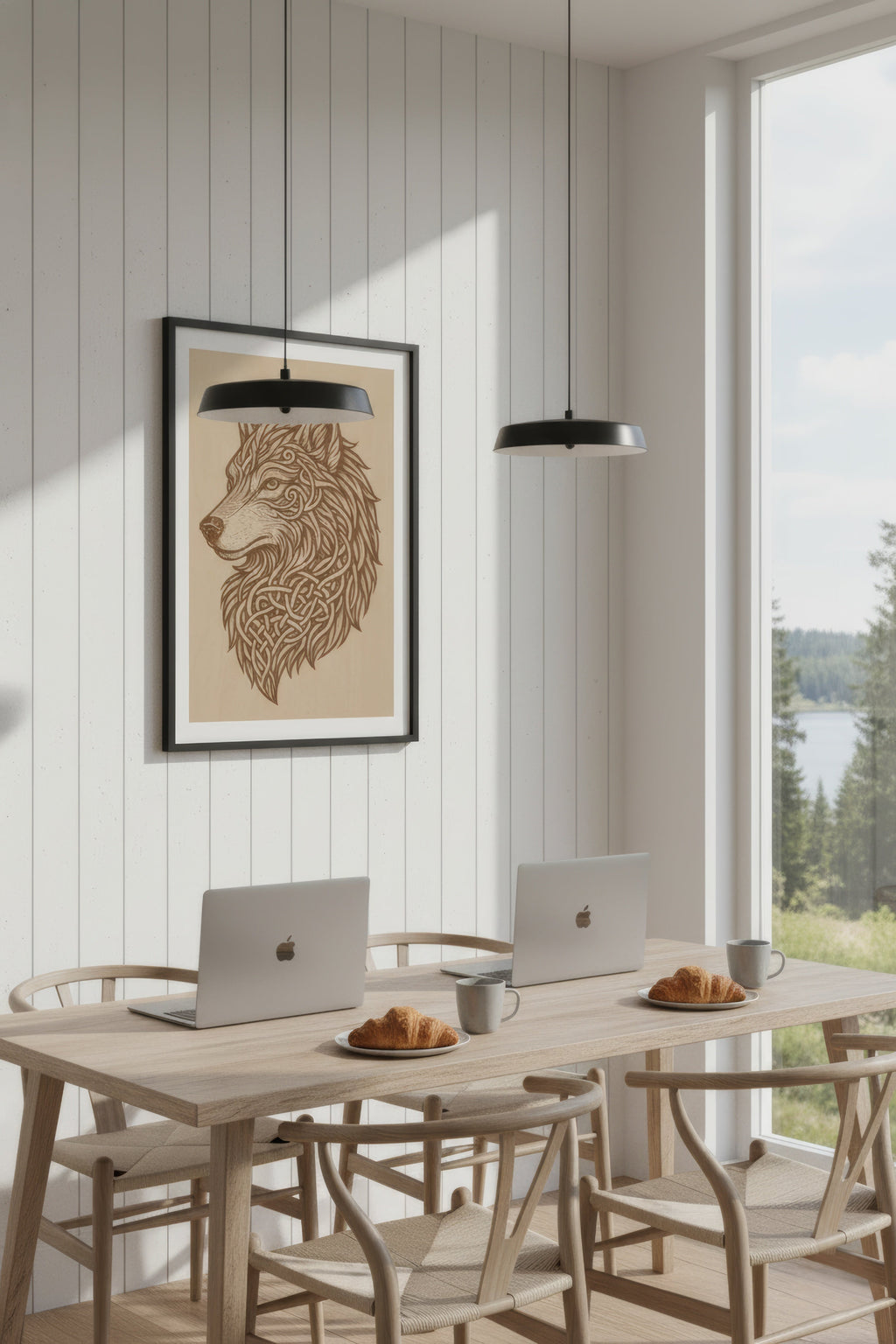 Laser Engraved Celtic Wolf Wood Wall Art, Viking Decor, Christmas Gift For Him