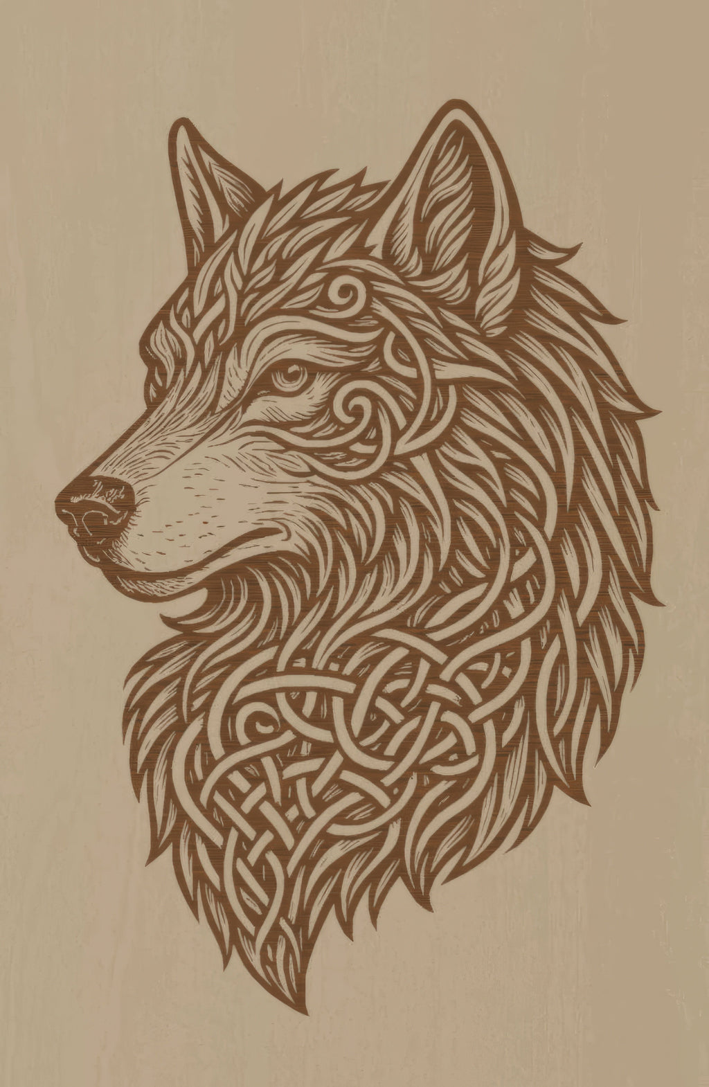Laser Engraved Celtic Wolf Wood Wall Art, Viking Decor, Christmas Gift For Him