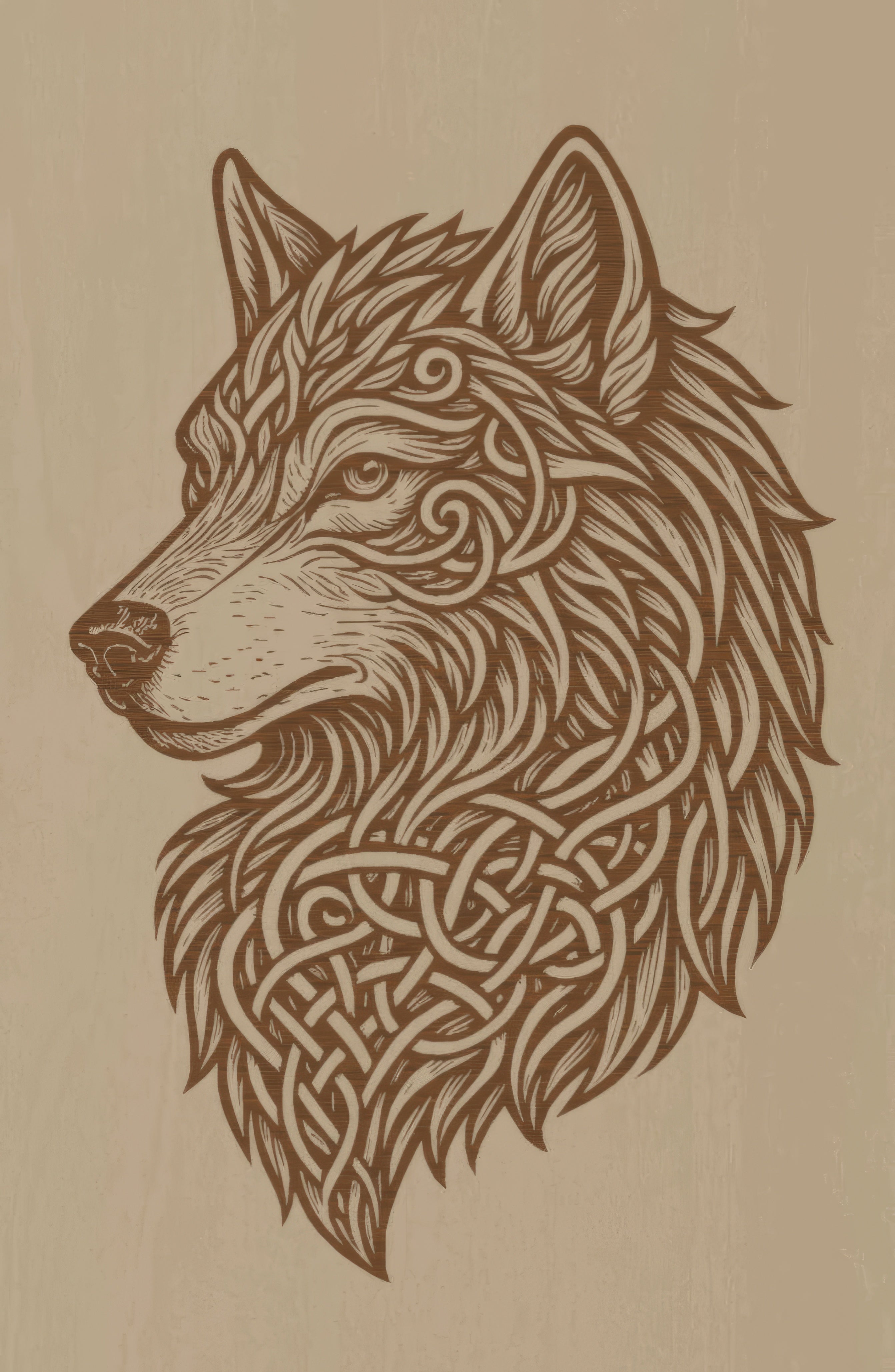 Laser Engraved Celtic Wolf Wood Wall Art, Viking Decor, Christmas Gift For Him