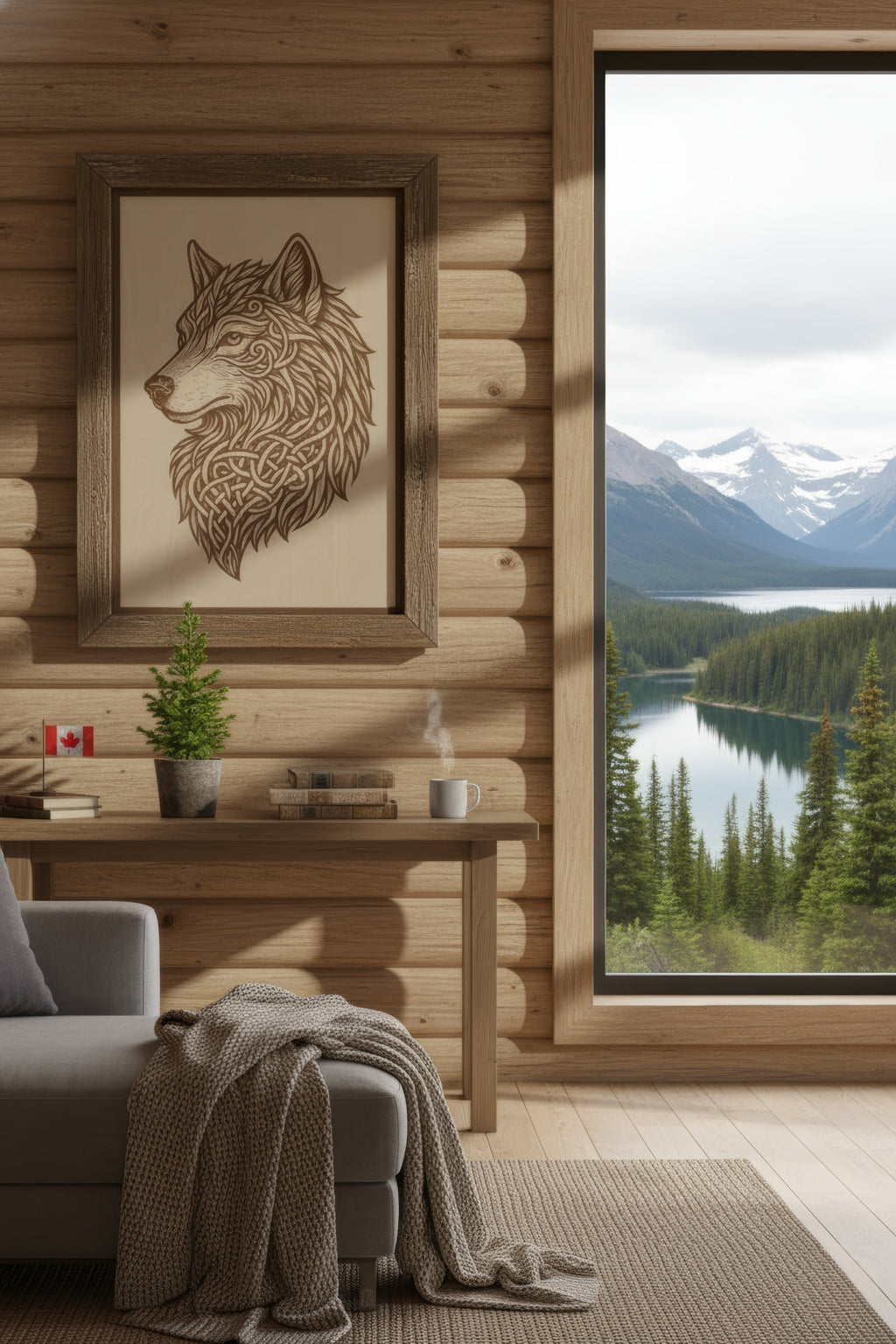 Laser Engraved Celtic Wolf Wood Wall Art, Viking Decor, Christmas Gift For Him