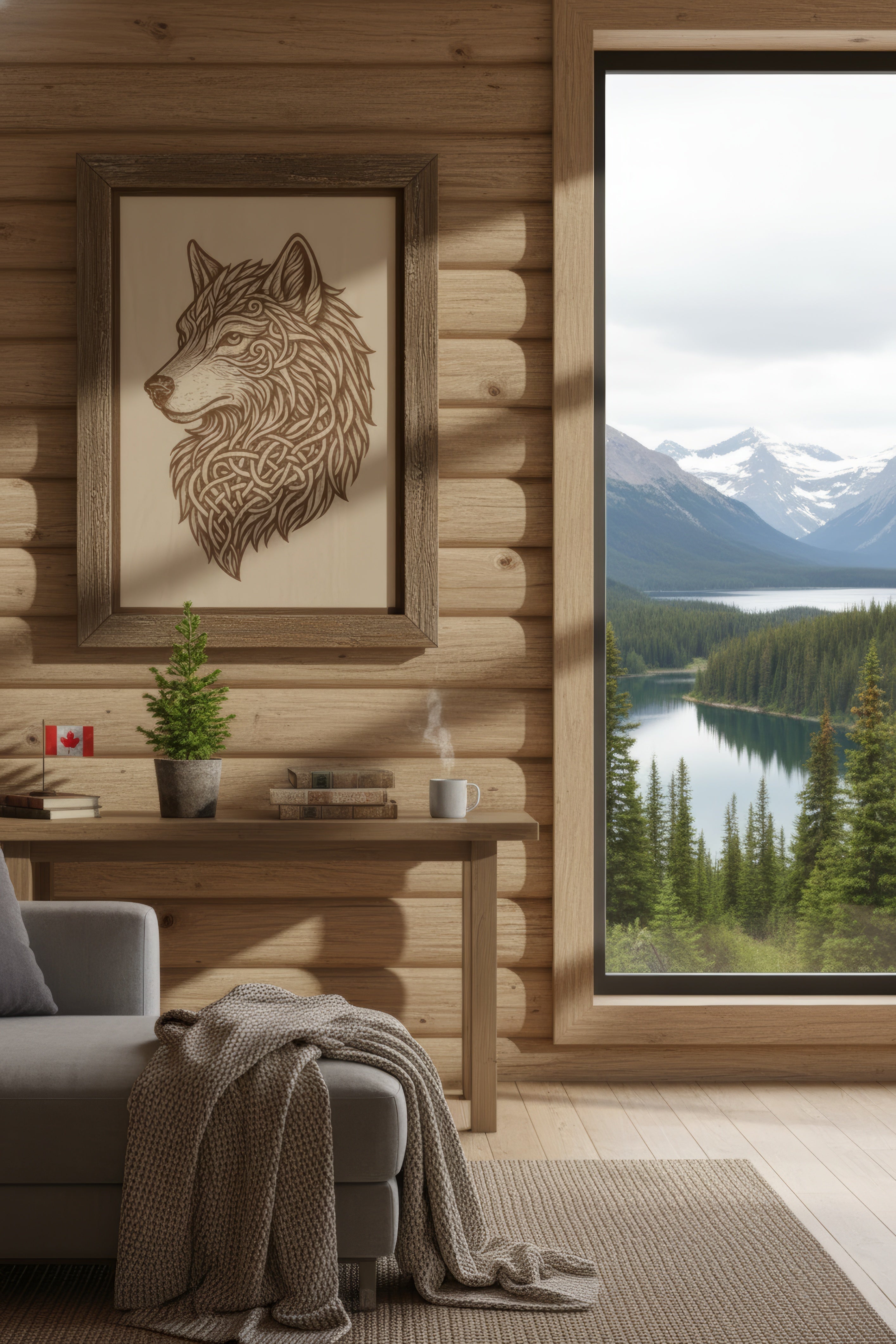 Laser Engraved Celtic Wolf Wood Wall Art, Viking Decor, Christmas Gift For Him