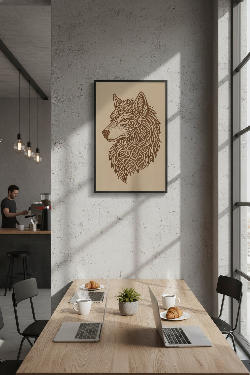 Laser Engraved Celtic Wolf Wood Wall Art, Viking Decor, Christmas Gift For Him