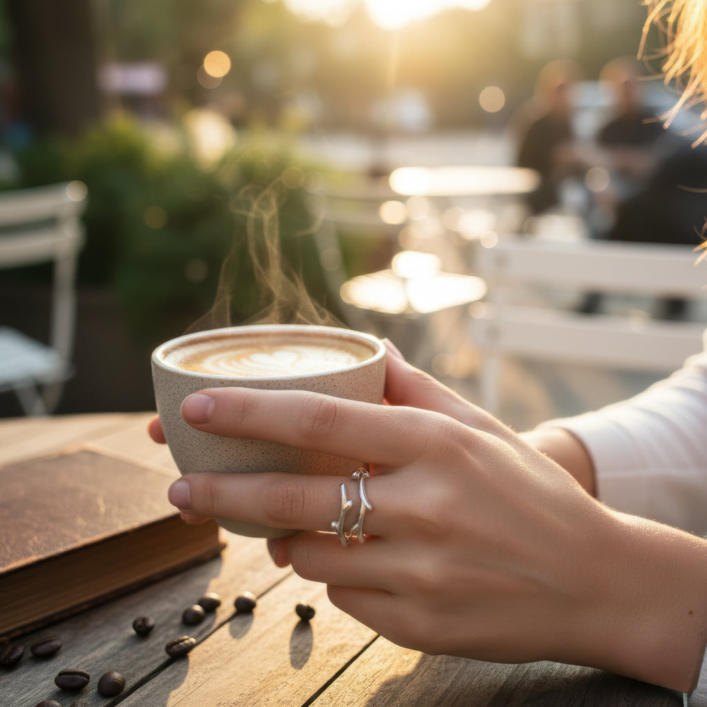 Antler Whisper Silver Ring – 925 Sterling Adjustable Deer Antler Ring