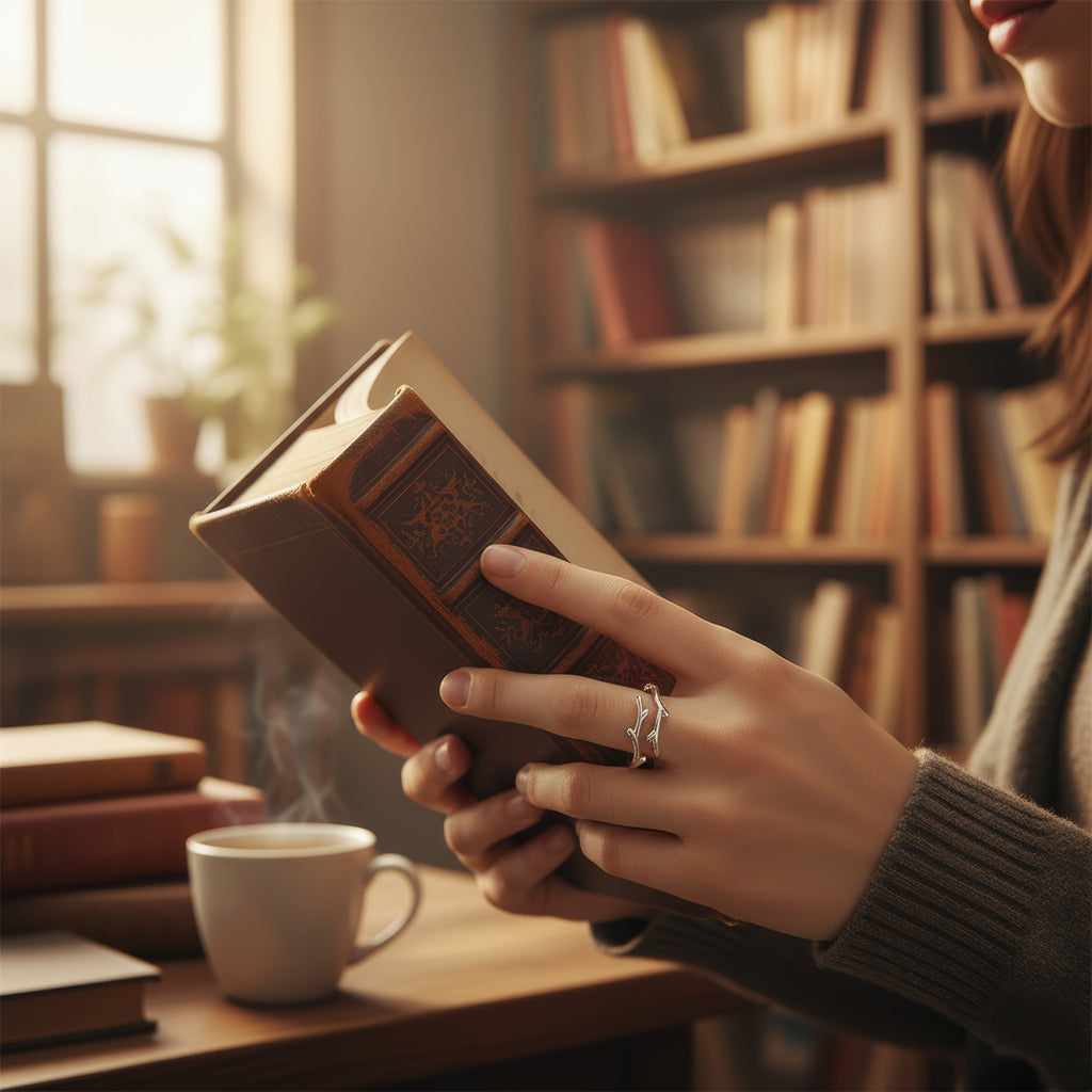 Antler Whisper Silver Ring – 925 Sterling Adjustable Deer Antler Ring