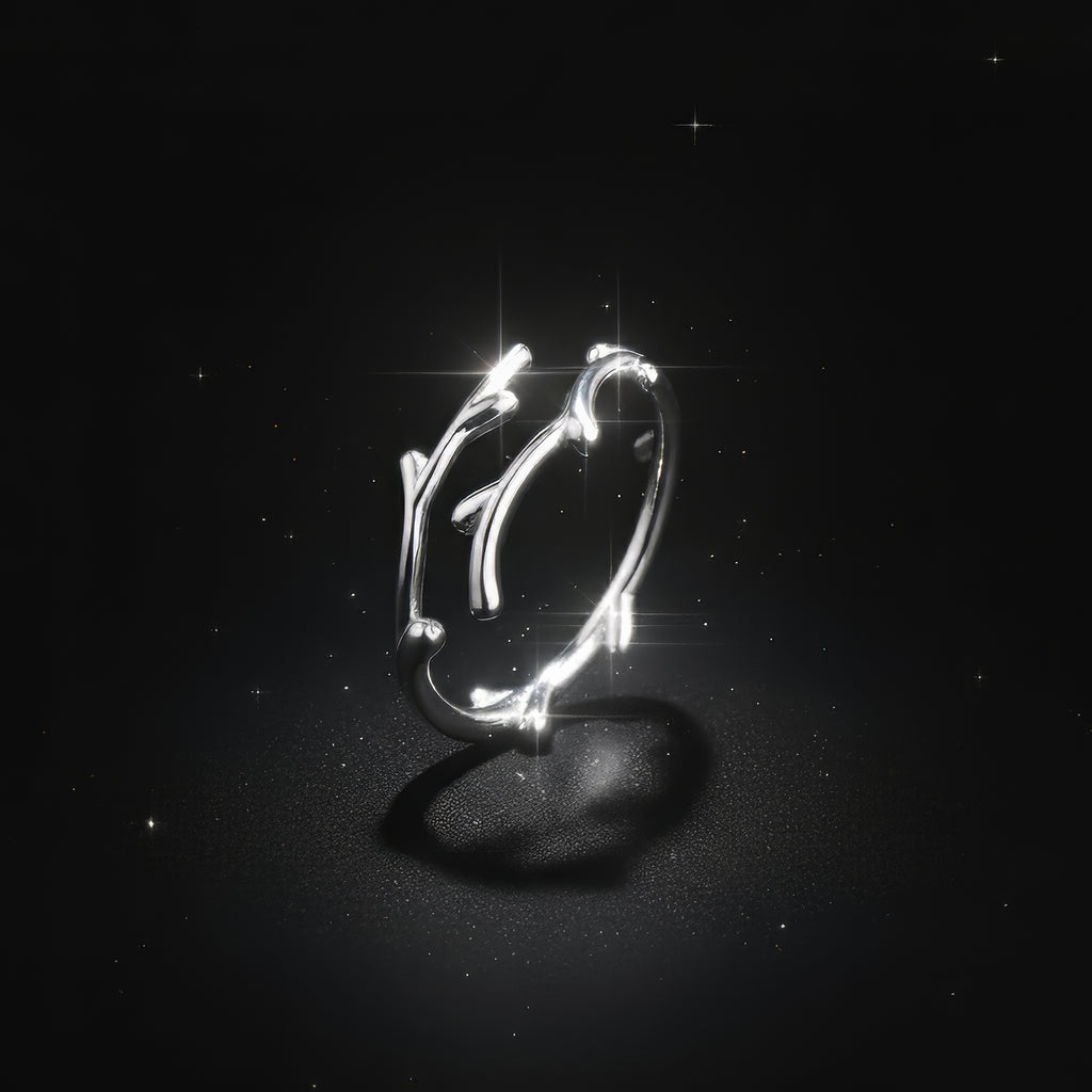 Antler Whisper Silver Ring – 925 Sterling Adjustable Deer Antler Ring