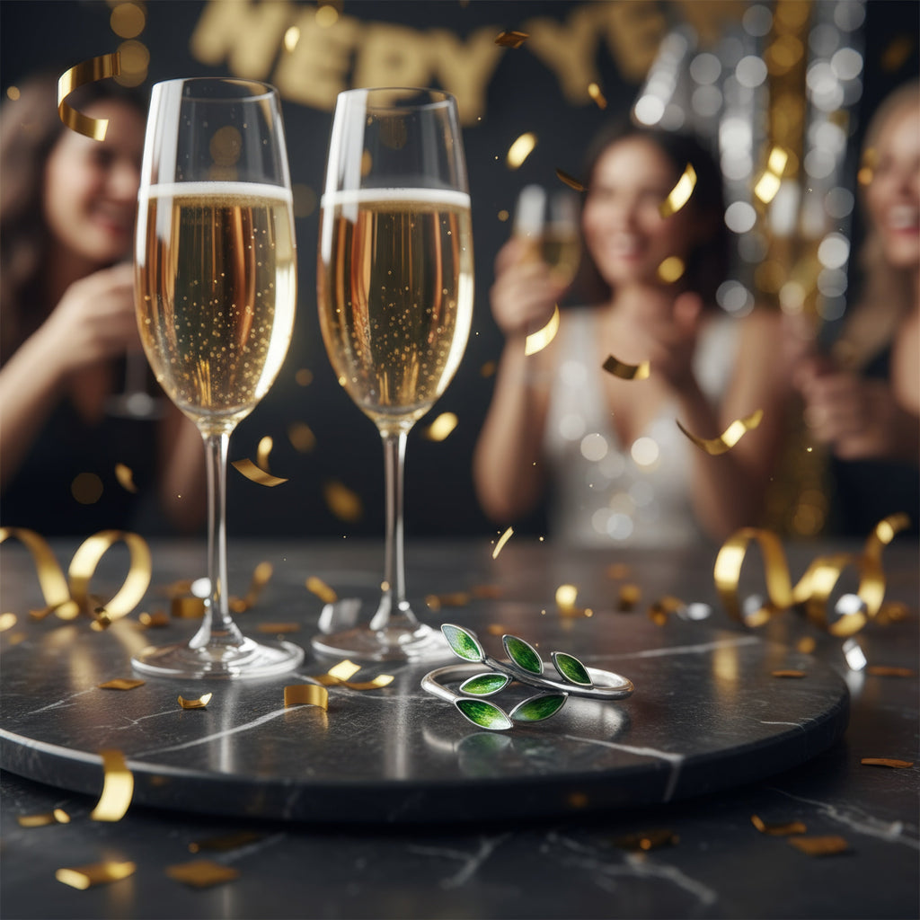 Emerald Leaf Silver Ring – Nature-Inspired Adjustable Design