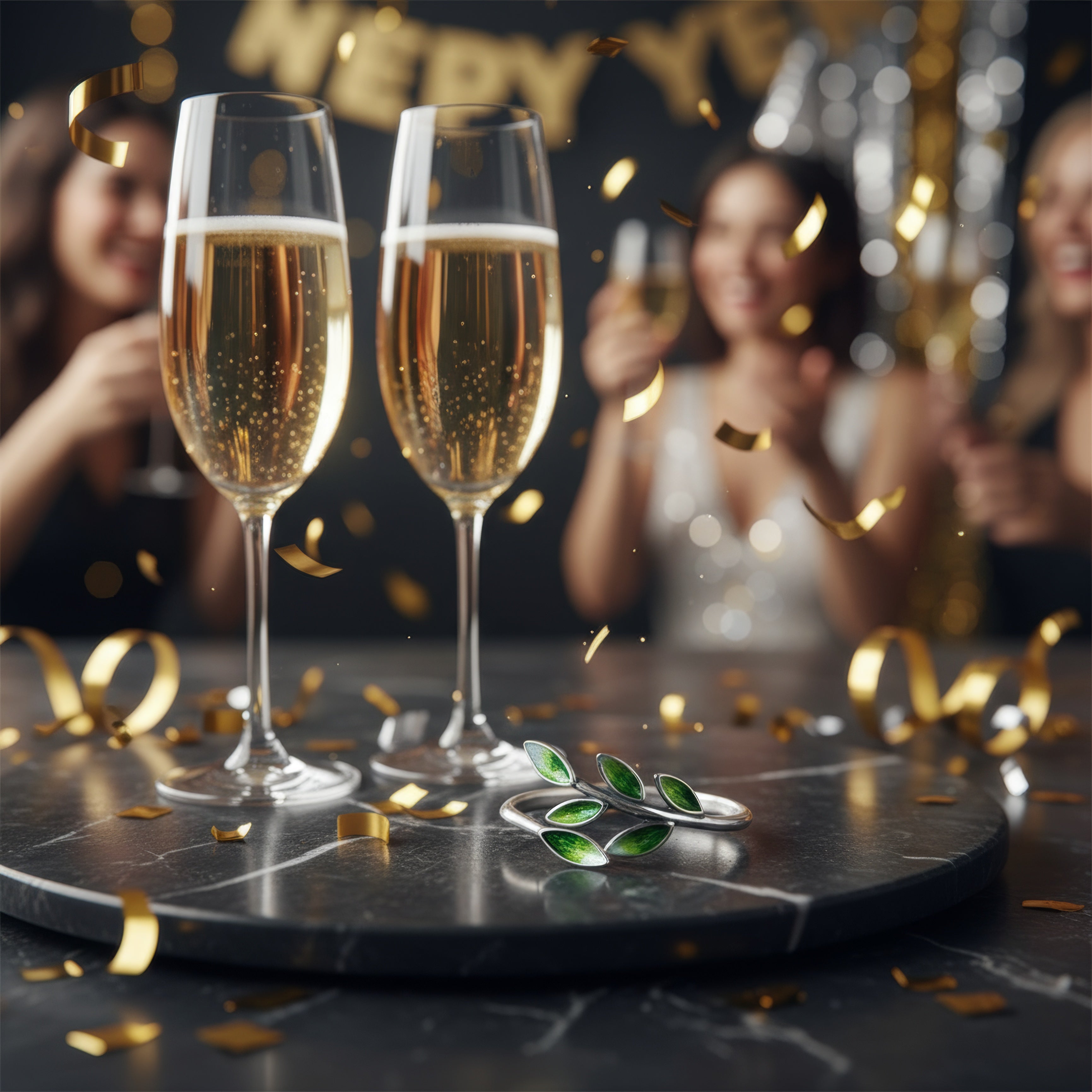 Emerald Leaf Silver Ring – Nature-Inspired Adjustable Design