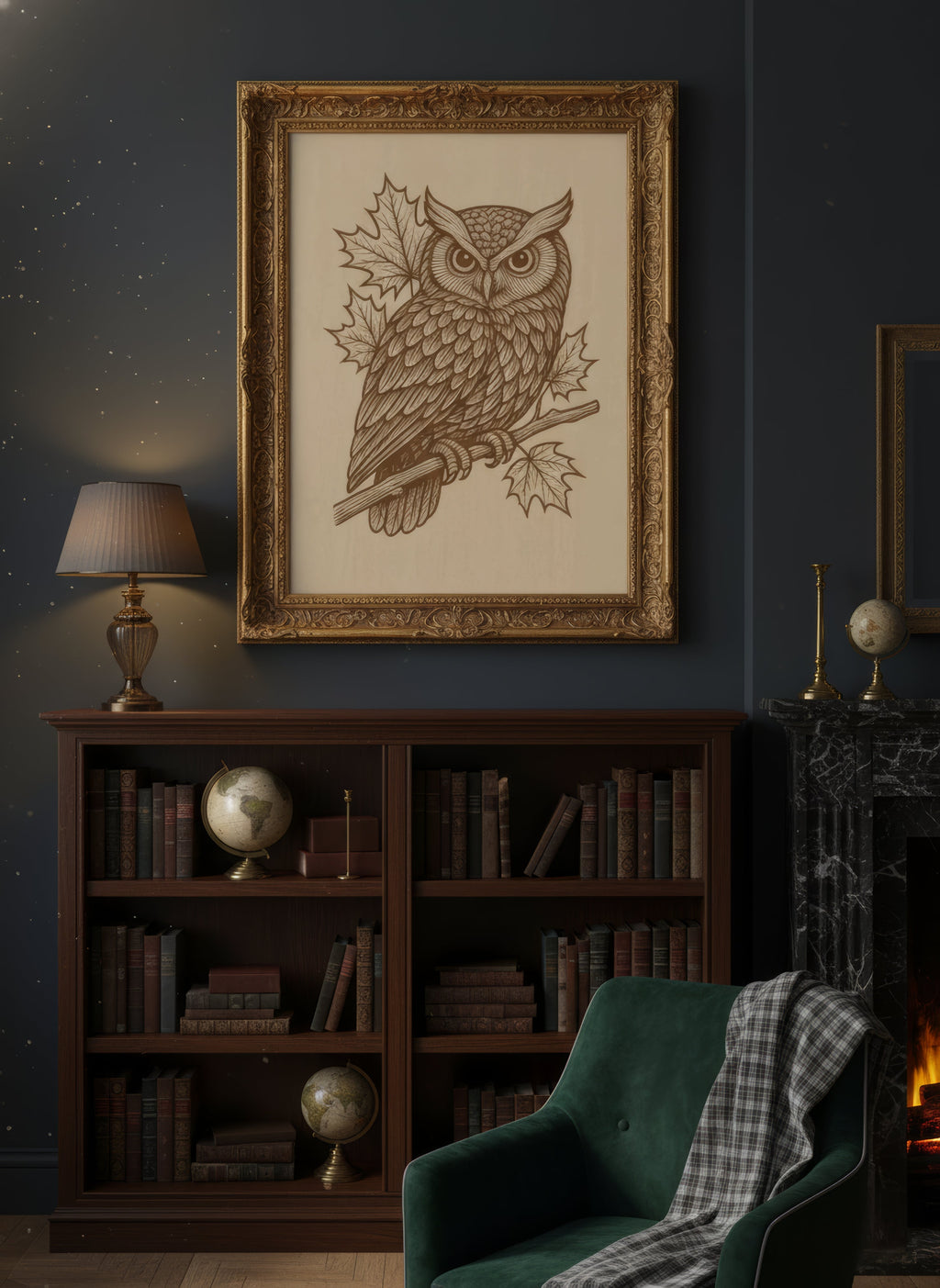 Laser Engraved Wooden Owl Wall Art – Detailed Maple Leaf Design