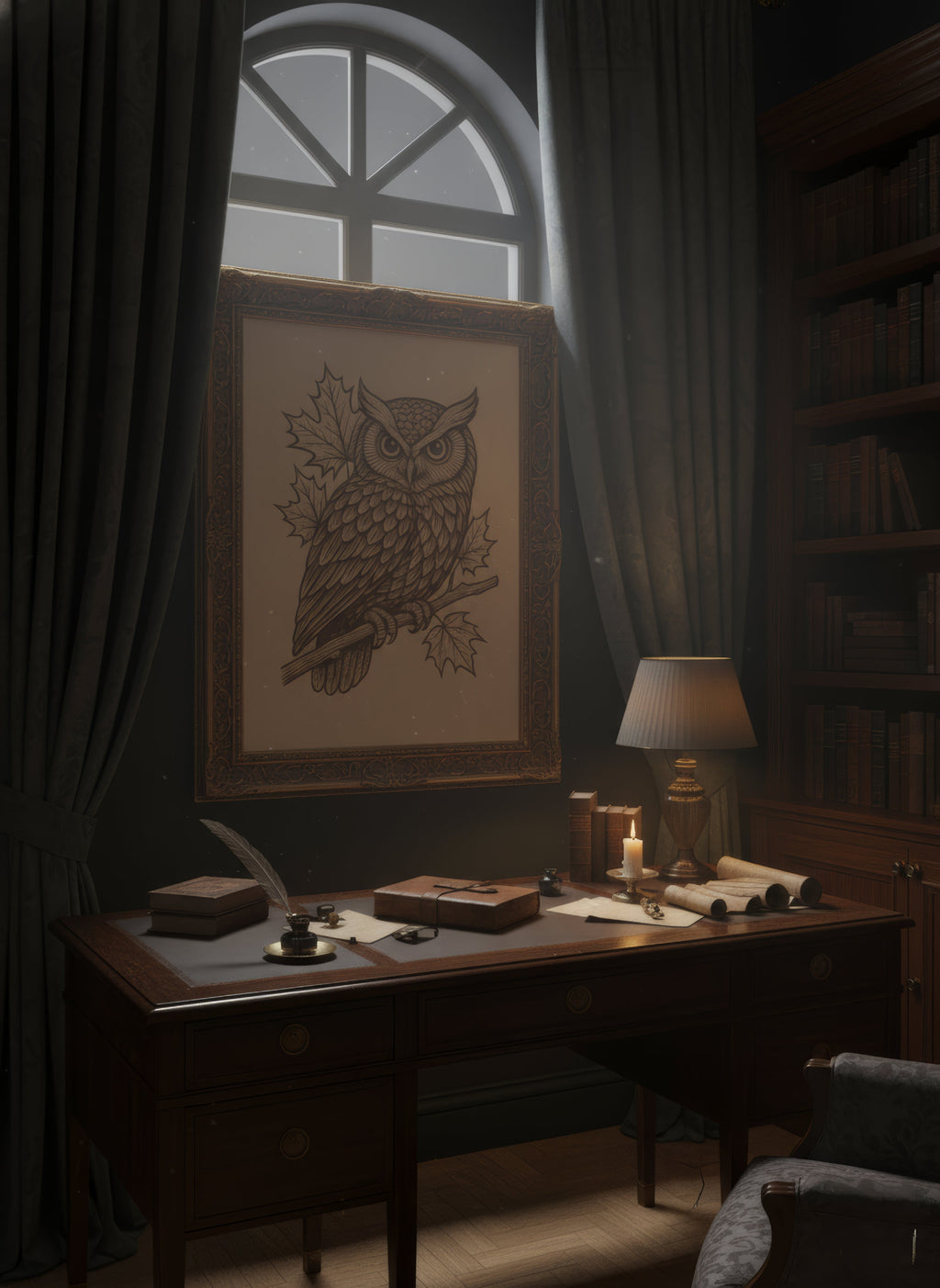 Laser Engraved Wooden Owl Wall Art – Detailed Maple Leaf Design