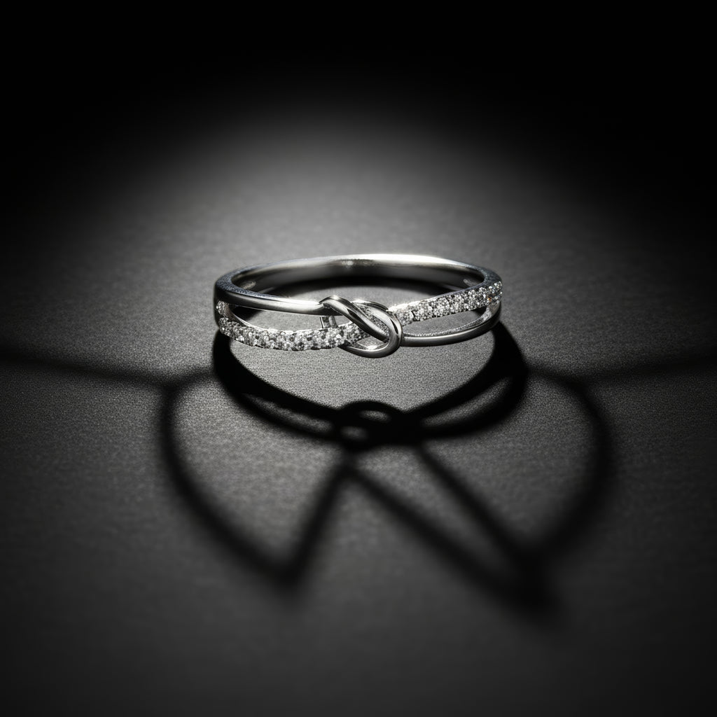 Starlight Knot Silver Ring – When Light Meets Eternity