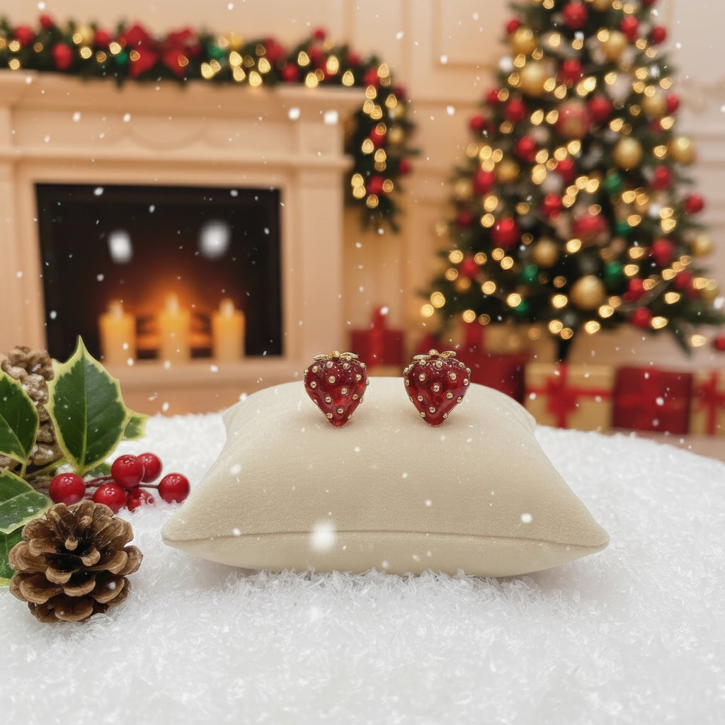 Strawberry Spark Earrings – Sweet Holiday Glow