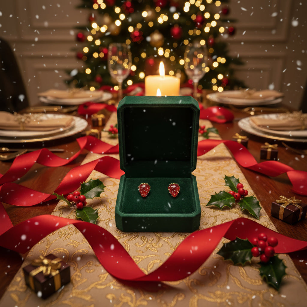 Strawberry Spark Earrings – Sweet Holiday Glow