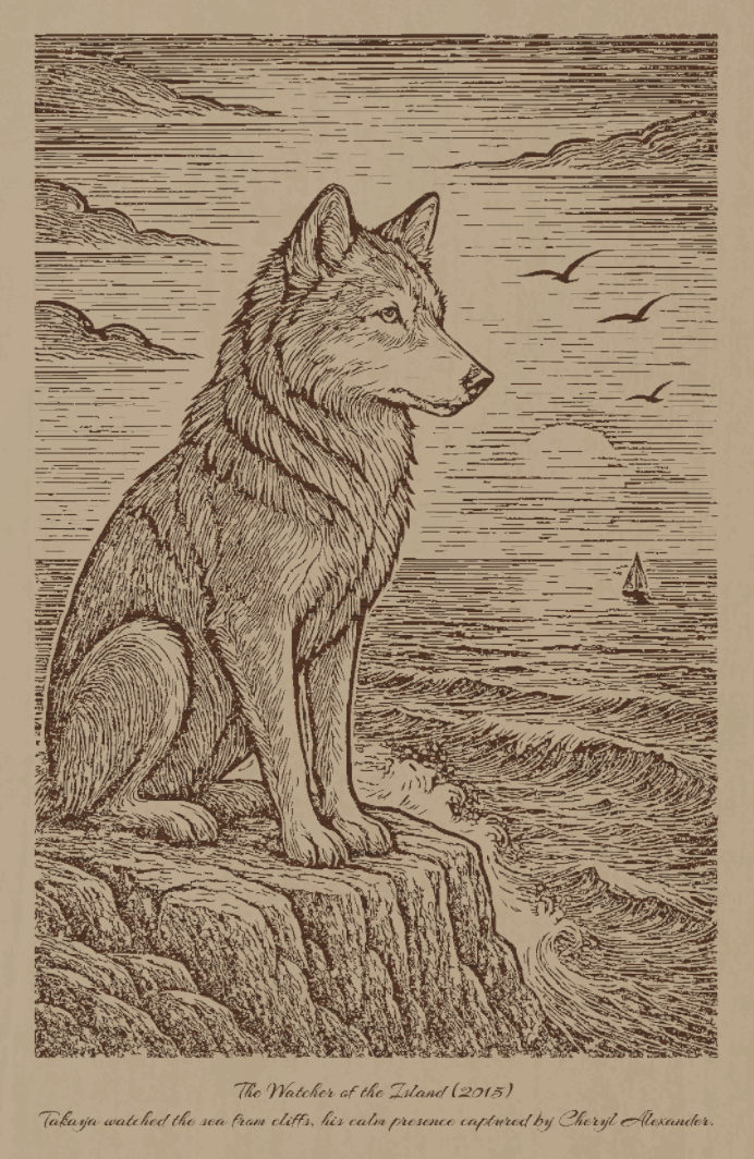 Takaya – The Watcher of the Island (2015) – Laser Engraved Wooden Wall Art