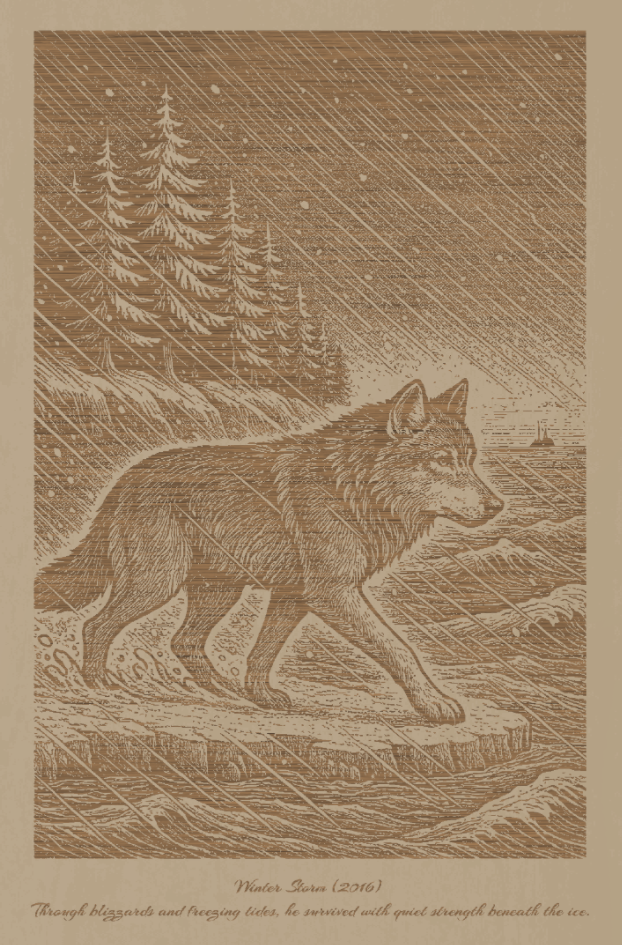 Takaya – Winter Storm (2016) – Laser Engraved Wooden Wall Art