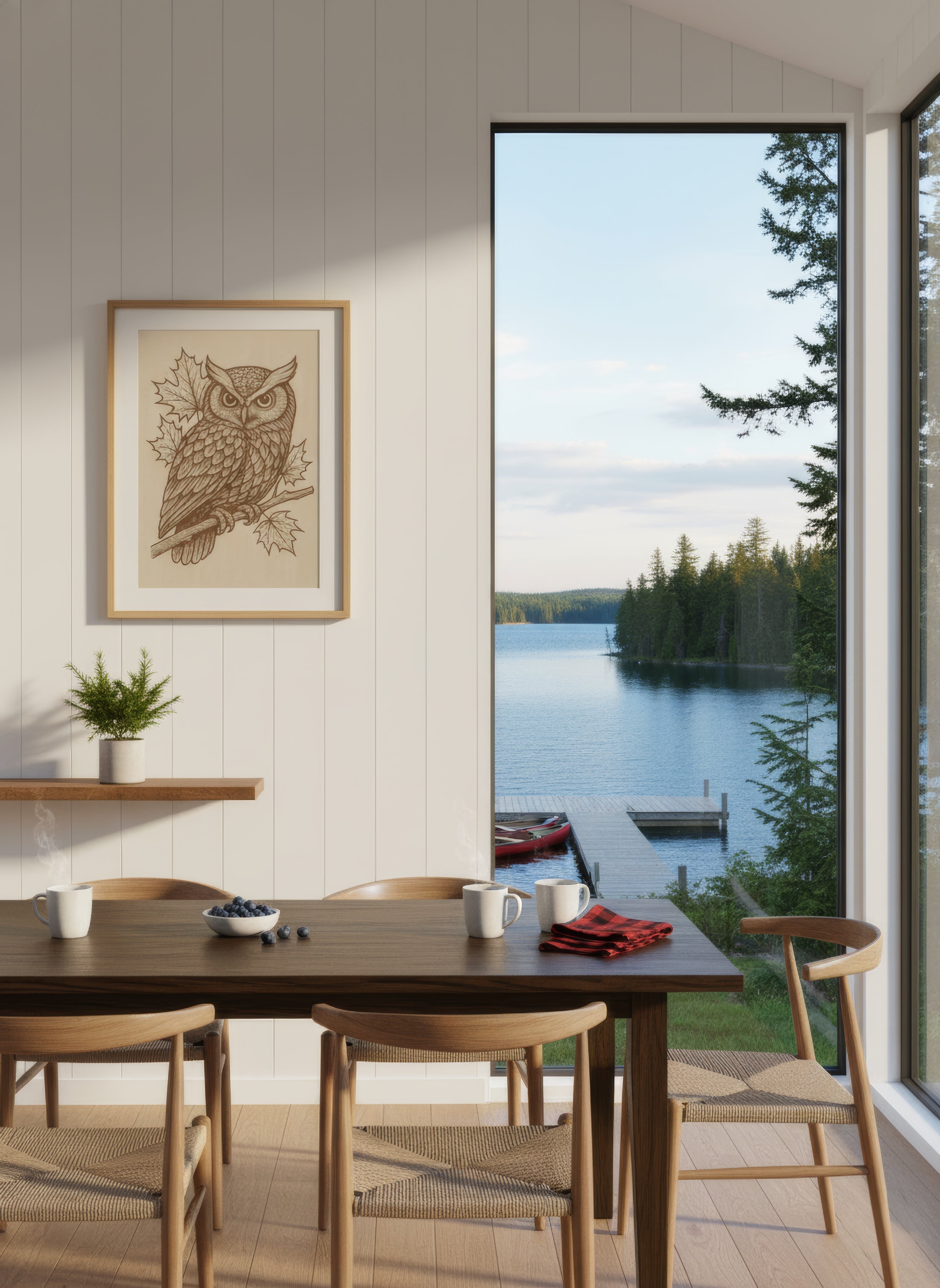 Laser Engraved Wooden Owl Wall Art – Detailed Maple Leaf Design